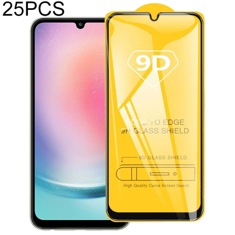 

For Samsung Galaxy A24 5G 25pcs 9D Full Glue Full Screen Tempered Glass Film