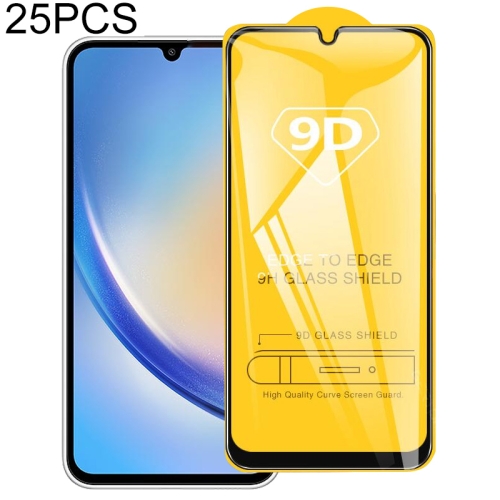 

For Samsung Galaxy A34 5G 25pcs 9D Full Glue Full Screen Tempered Glass Film