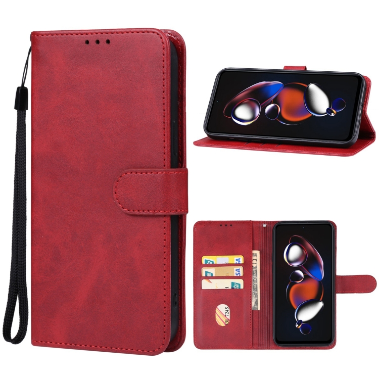 

For Xiaomi Redmi Note 12T Pro Leather Phone Case(Red)