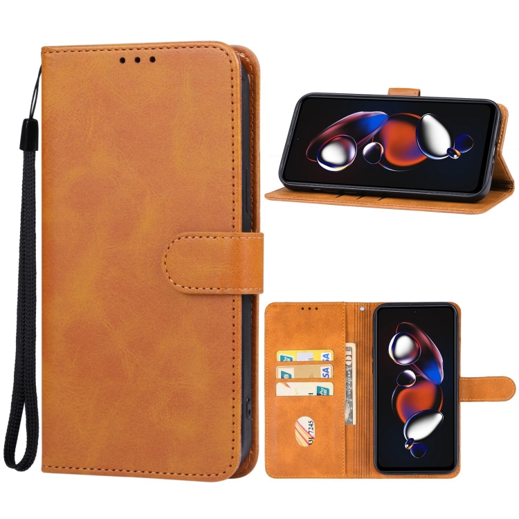 

For Xiaomi Redmi Note 12T Pro Leather Phone Case(Brown)