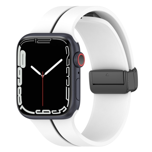 

Two Color Folding Buckle Silicone Watch Band For Apple Watch Ultra 49mm(White+Black)
