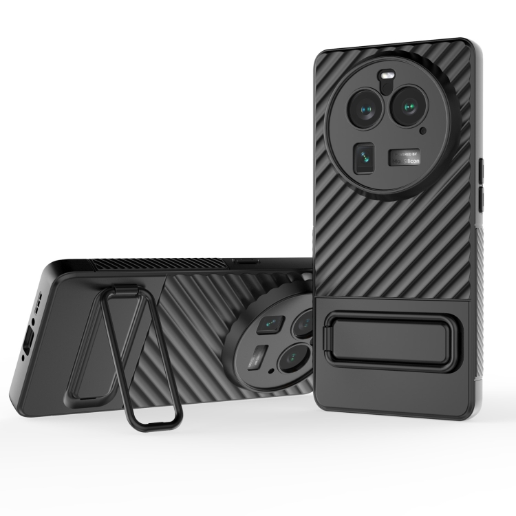 

For OPPO Find X6 Pro 5G Wavy Texture TPU Phone Case with Lens Film(Black)