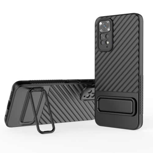 

For Xiaomi Redmi Note 11 Wavy Texture TPU Phone Case with Lens Film(Black)