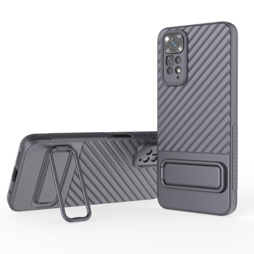 

For Xiaomi Redmi Note 11 Wavy Texture TPU Phone Case with Lens Film(Grey)