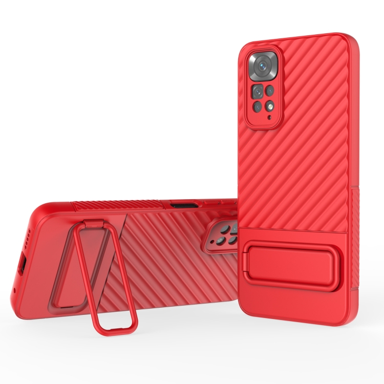 

For Xiaomi Redmi Note 11S Wavy Texture TPU Phone Case with Lens Film(Red)