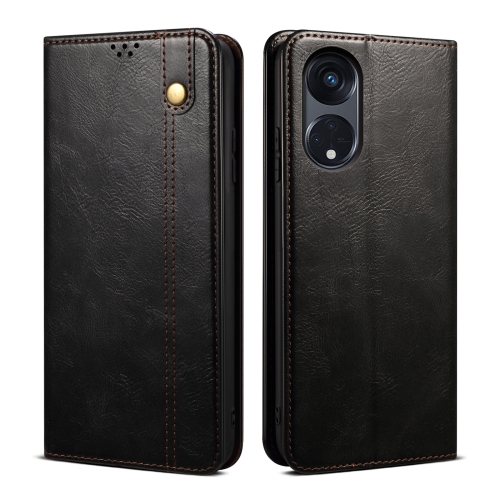 

For OPPO A98 5G Oil Wax Crazy Horse Texture Leather Phone Case(Black)