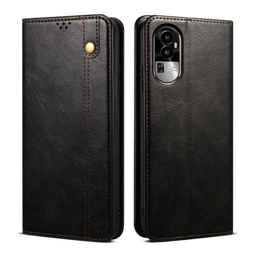 

For OPPO Reno10 Pro+ Global Oil Wax Crazy Horse Texture Leather Phone Case(Black)