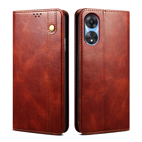 

For OPPO A38 4G / A18 4G Oil Wax Crazy Horse Texture Leather Phone Case(Brown)