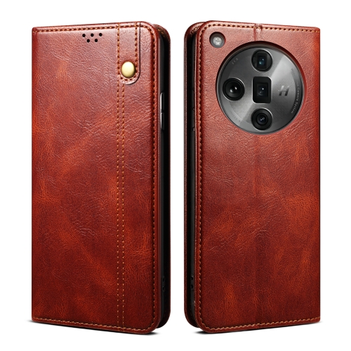 

For OPPO Find X7 Oil Wax Crazy Horse Texture Leather Phone Case(Brown)