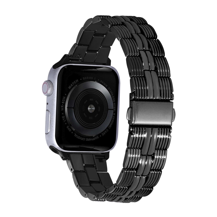 

3-Beads Stripe Metal Watch Band For Apple Watch Series 10 46mm(Black)