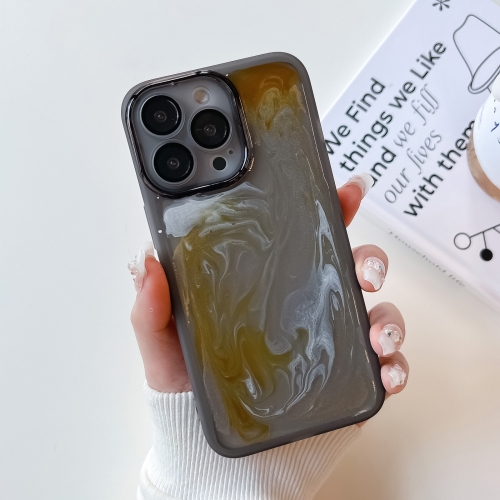 For iPhone 13 Pro Oil Painting Electroplating TPU Phone Case(Grey) brighten and even skin tone improve dark yellow skin prevent false whitening isolate and moisturize without makeup cream