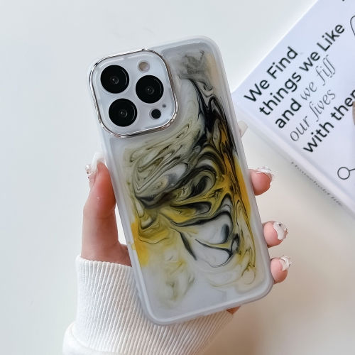 

For iPhone 13 Pro Oil Painting Electroplating TPU Phone Case(White)