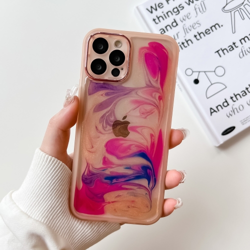 

For iPhone 12 Pro Oil Painting Electroplating TPU Phone Case(Pink)