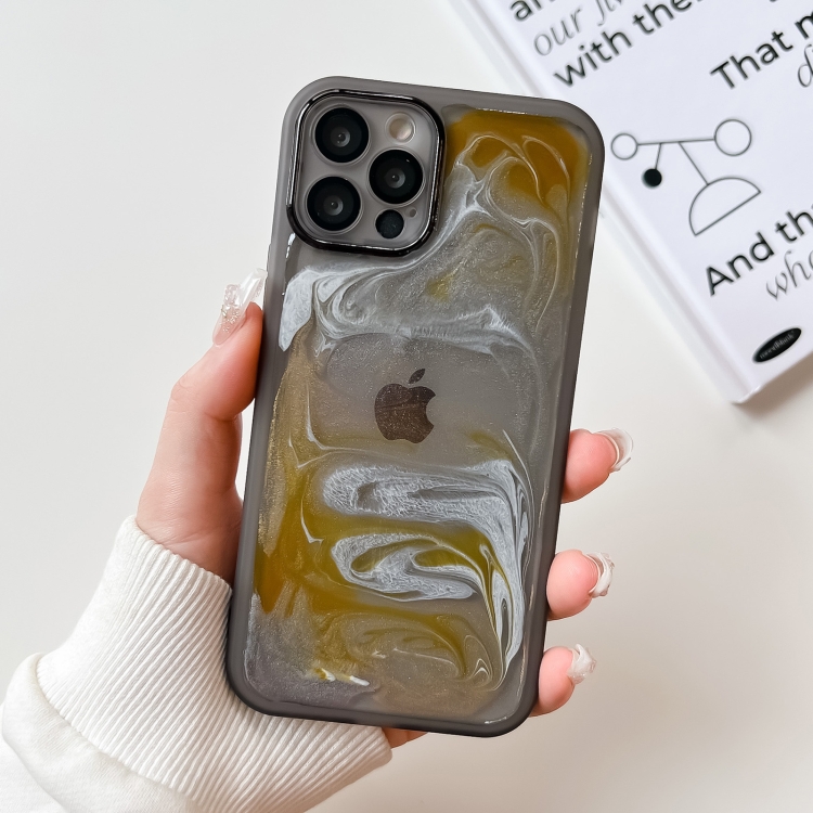 

For iPhone 12 Pro Oil Painting Electroplating TPU Phone Case(Grey)