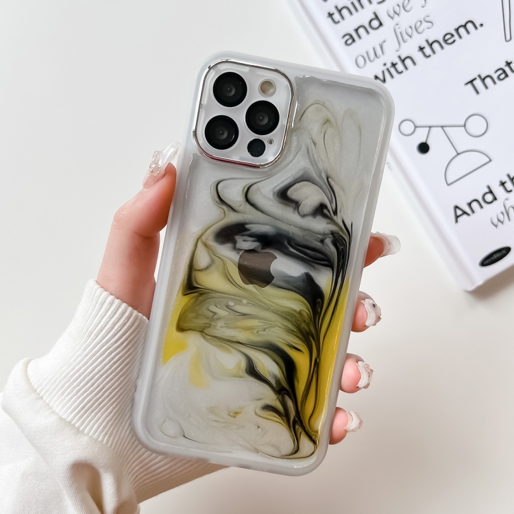 

For iPhone 12 Pro Oil Painting Electroplating TPU Phone Case(White)