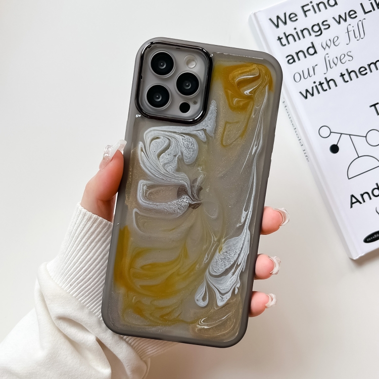 

For iPhone 12 Pro Max Oil Painting Electroplating TPU Phone Case(Grey)
