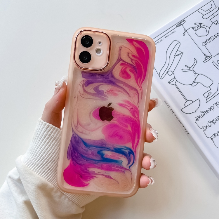 

For iPhone 11 Oil Painting Electroplating TPU Phone Case(Pink)