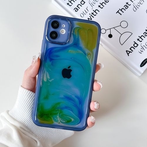 

For iPhone 11 Oil Painting Electroplating TPU Phone Case(Blue)