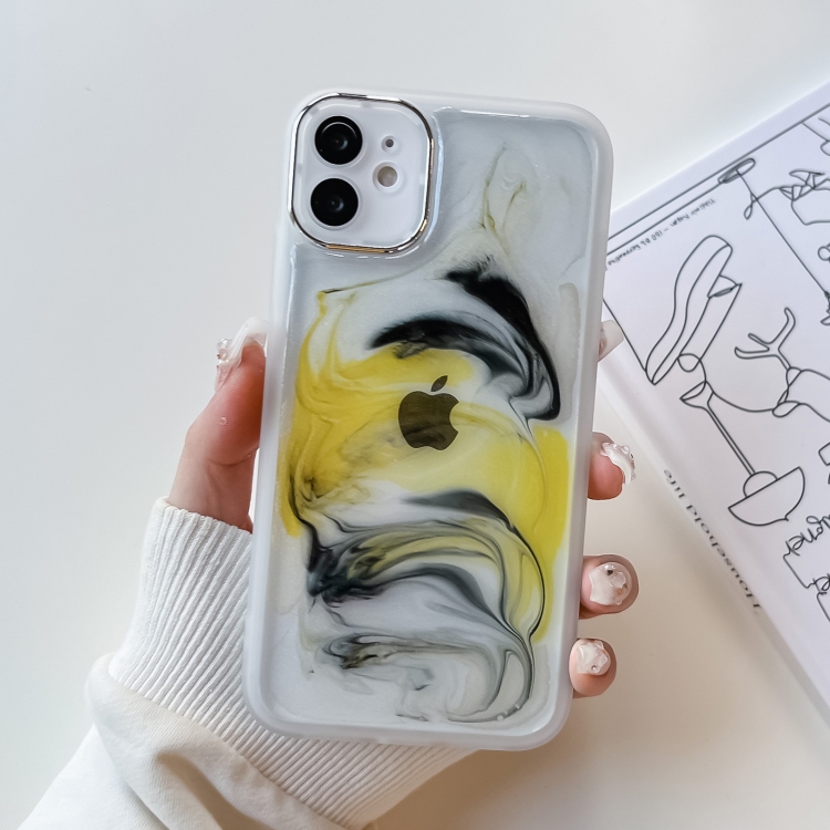 

For iPhone 11 Oil Painting Electroplating TPU Phone Case(White)