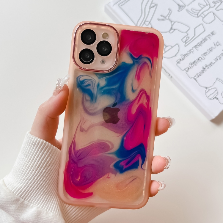 

For iPhone 11 Pro Oil Painting Electroplating TPU Phone Case(Pink)