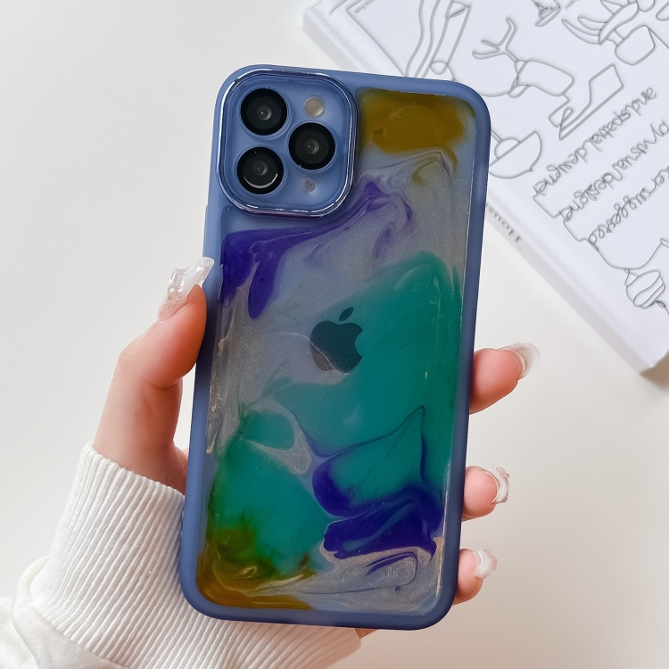 

For iPhone 11 Pro Oil Painting Electroplating TPU Phone Case(Blue)