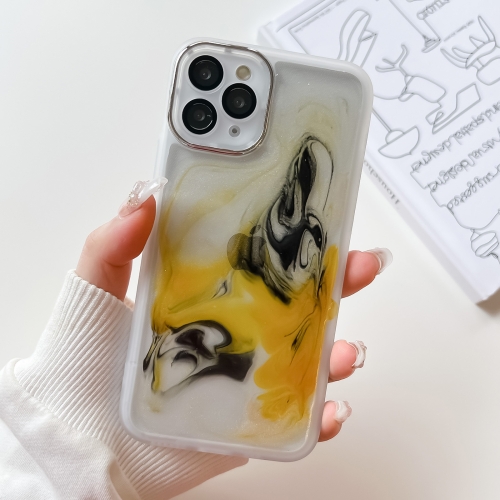 For iPhone 11 Pro Oil Painting Electroplating TPU Phone Case(White)