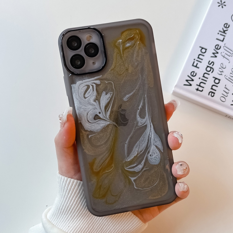 

For iPhone 11 Pro Max Oil Painting Electroplating TPU Phone Case(Grey)