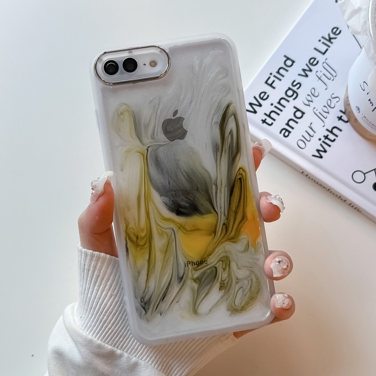 

For iPhone 8 Plus / 7 Plus Oil Painting Electroplating TPU Phone Case(White)