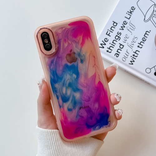 

For iPhone X / XS Oil Painting Electroplating TPU Phone Case(Pink)