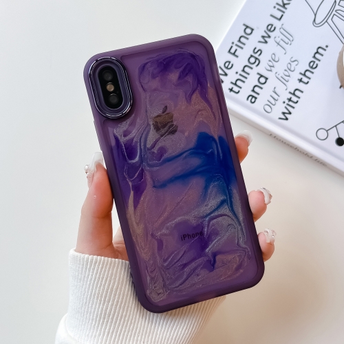 

For iPhone X / XS Oil Painting Electroplating TPU Phone Case(Purple)