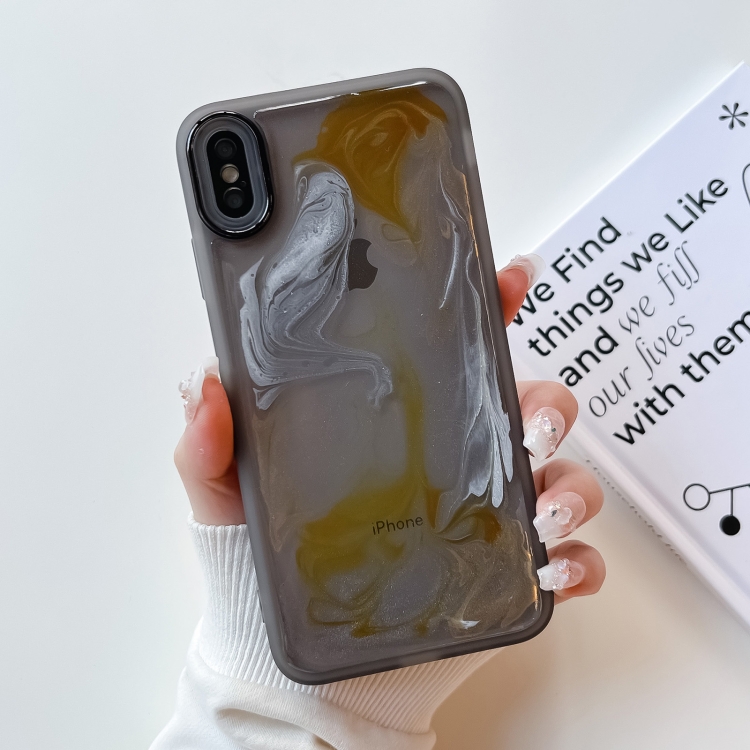 

For iPhone XS Max Oil Painting Electroplating TPU Phone Case(Grey)