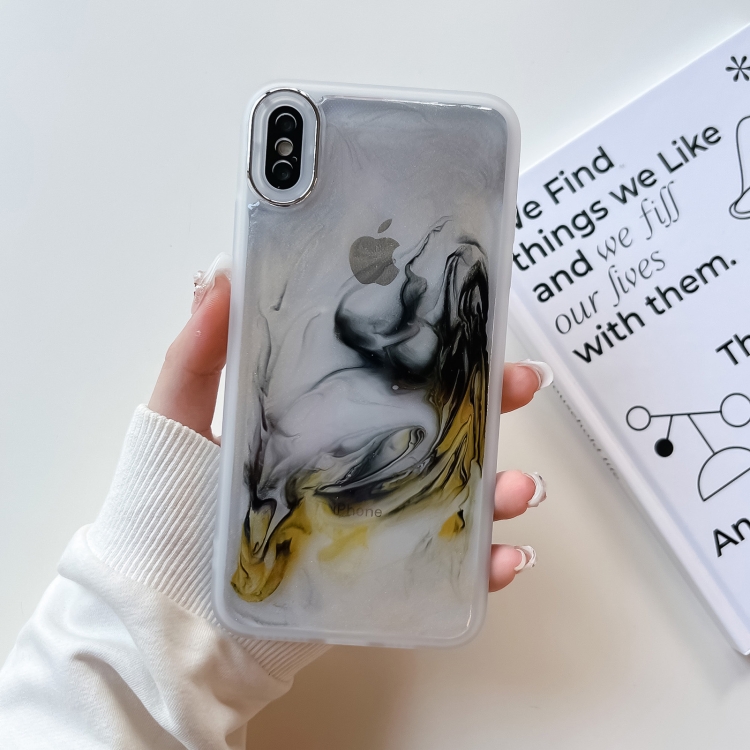 

For iPhone XS Max Oil Painting Electroplating TPU Phone Case(White)