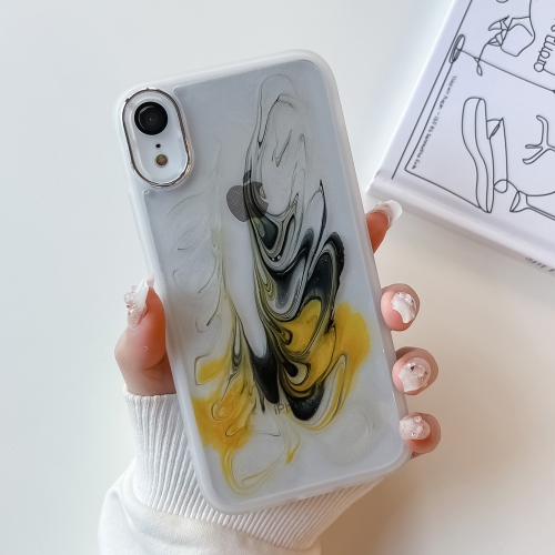 

For iPhone XR Oil Painting Electroplating TPU Phone Case(White)