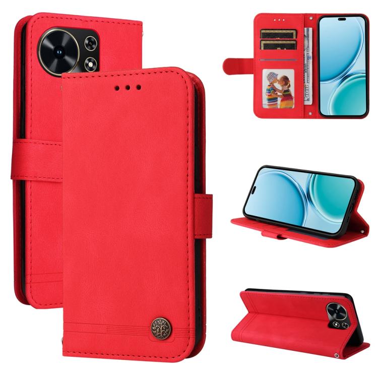 

For Huawei Maimang 40 5G Skin Feel Life Tree Metal Button Leather Phone Case(Red)
