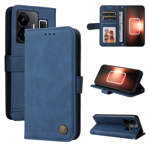 

For Realme GT Neo 5 5G / GT3 Skin Feel Life Tree Metal Button Leather Phone Case(Blue)