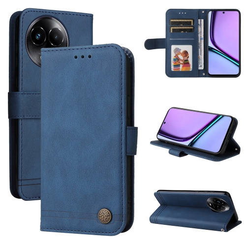 

For Realme C67 5G Global / 11 5G Taiwan Version Skin Feel Life Tree Metal Button Leather Phone Case(Blue)