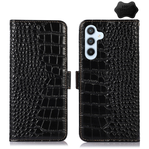 

For Samsung Galaxy M54 5G Crocodile Top Layer Cowhide Leather Phone Case(Black)