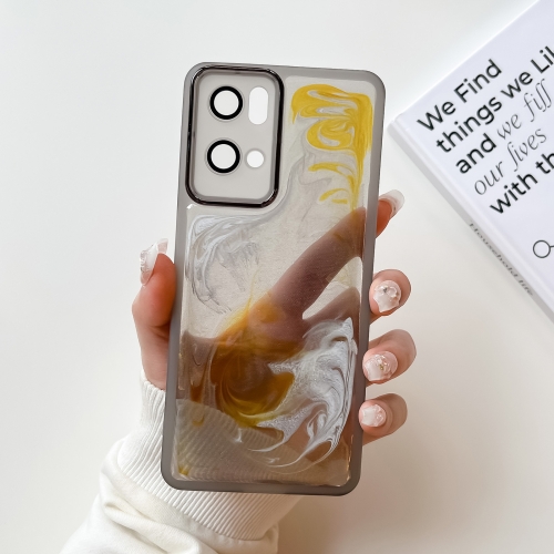 

For OPPO Reno7 Pro Oil Painting Electroplating TPU Phone Case(Grey)