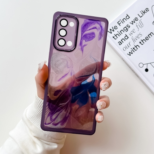 

For OPPO Reno5 Pro Oil Painting Electroplating TPU Phone Case(Purple)