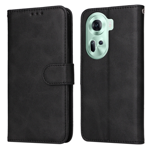 

For OPPO Reno11 5G Global Classic Calf Texture Flip Leather Phone Case(Black)