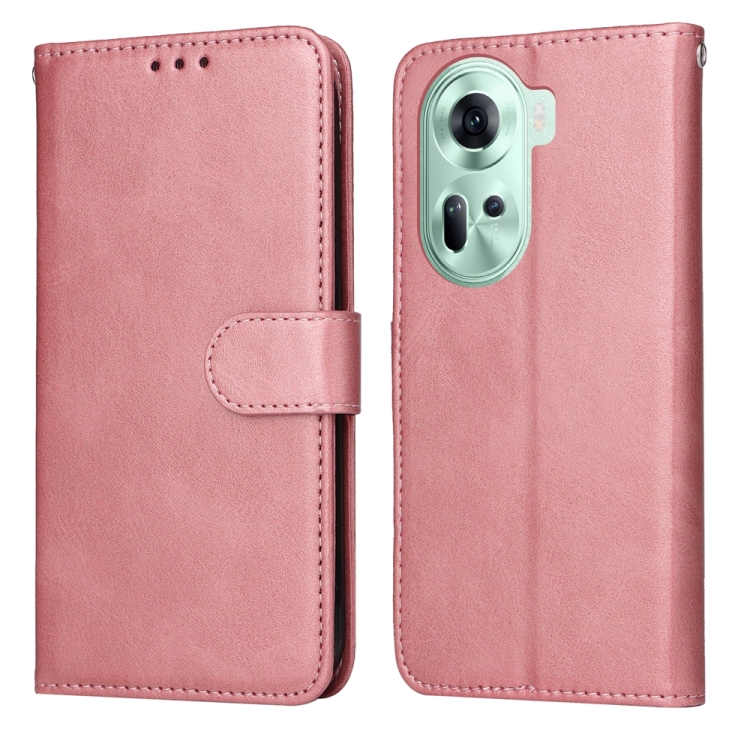 

For OPPO Reno11 5G Global Classic Calf Texture Flip Leather Phone Case(Rose Gold)