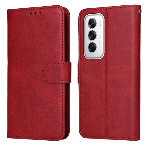 

For OPPO Reno12 5G Global Classic Calf Texture Flip Leather Phone Case(Red)