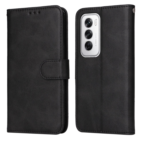 

For OPPO Reno12 5G Global Classic Calf Texture Flip Leather Phone Case(Black)