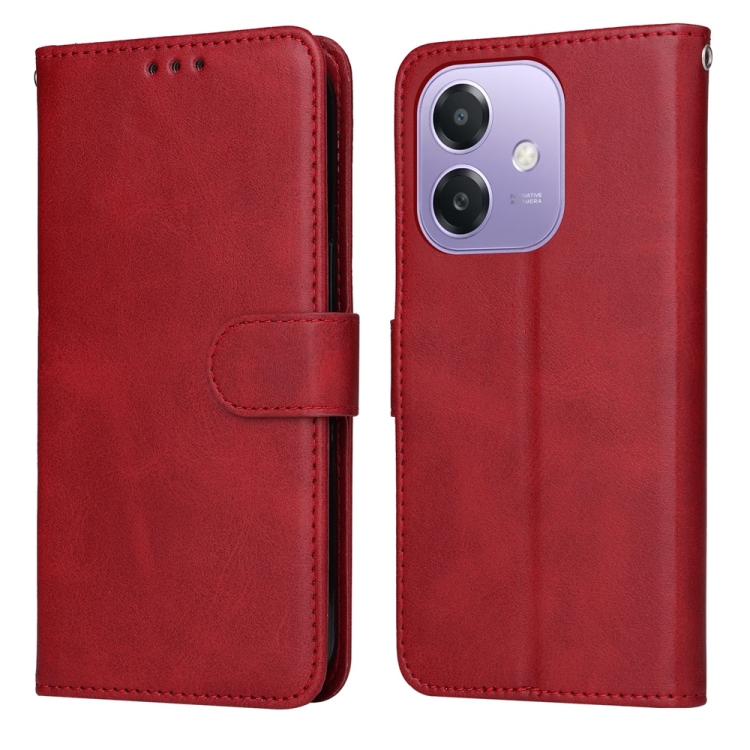 

For OPPO A5x 4G / 5G / A3x 4G / 5G India Classic Calf Texture Flip Leather Phone Case(Red)