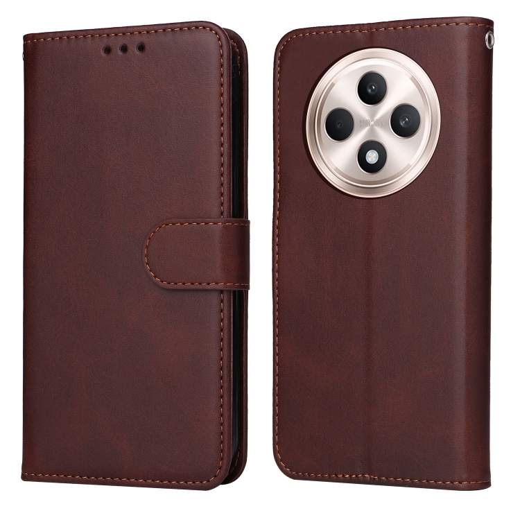 

For OPPO Reno12 F 4G Classic Calf Texture Flip Leather Phone Case(Brown)