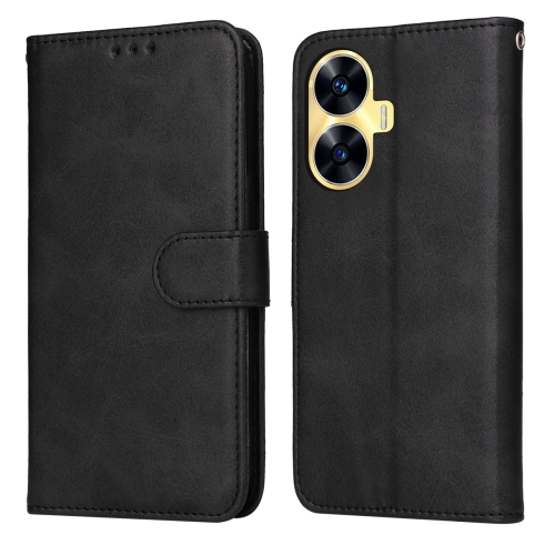 

For Realme C55 Classic Calf Texture Flip Leather Phone Case(Black)