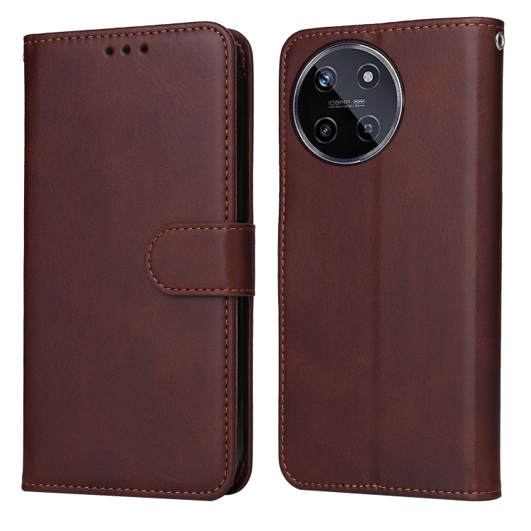 

For Realme 11 4G Global Classic Calf Texture Flip Leather Phone Case(Brown)