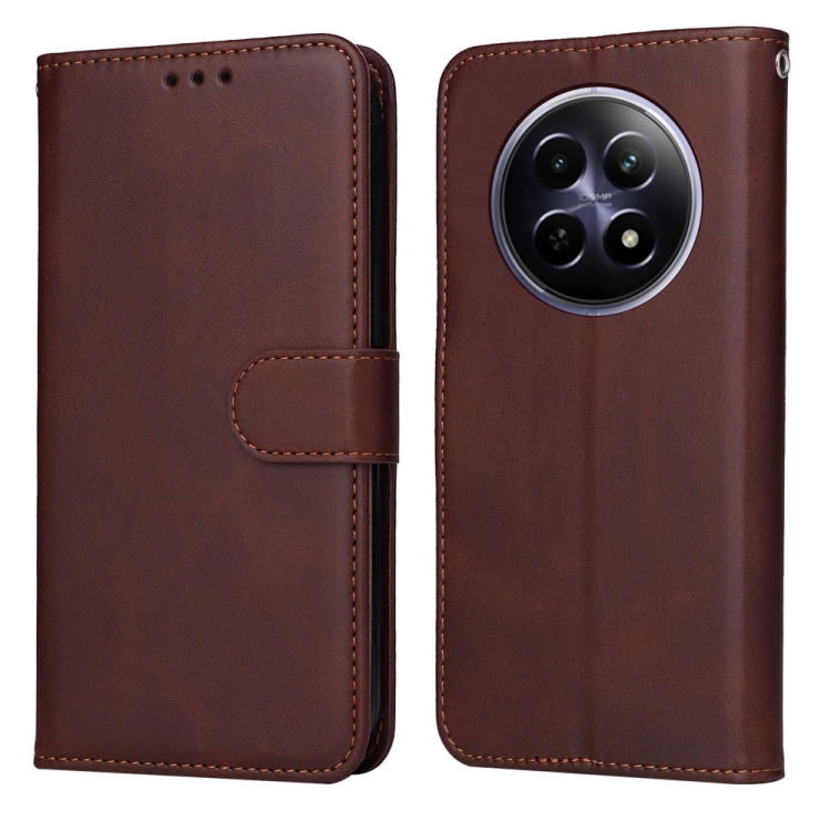 

For Realme 12 5G Classic Calf Texture Flip Leather Phone Case(Brown)