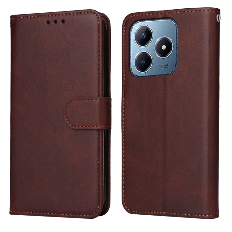

For Realme C63 / C61 / Note 60 Classic Calf Texture Flip Leather Phone Case(Brown)