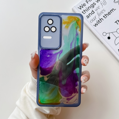 

For Xiaomi Redmi K50 Oil Painting Electroplating TPU Phone Case(Blue)